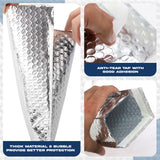 Metallic Silver 50 Pieces Small Bubble Poly Mailers 4x8 Inches