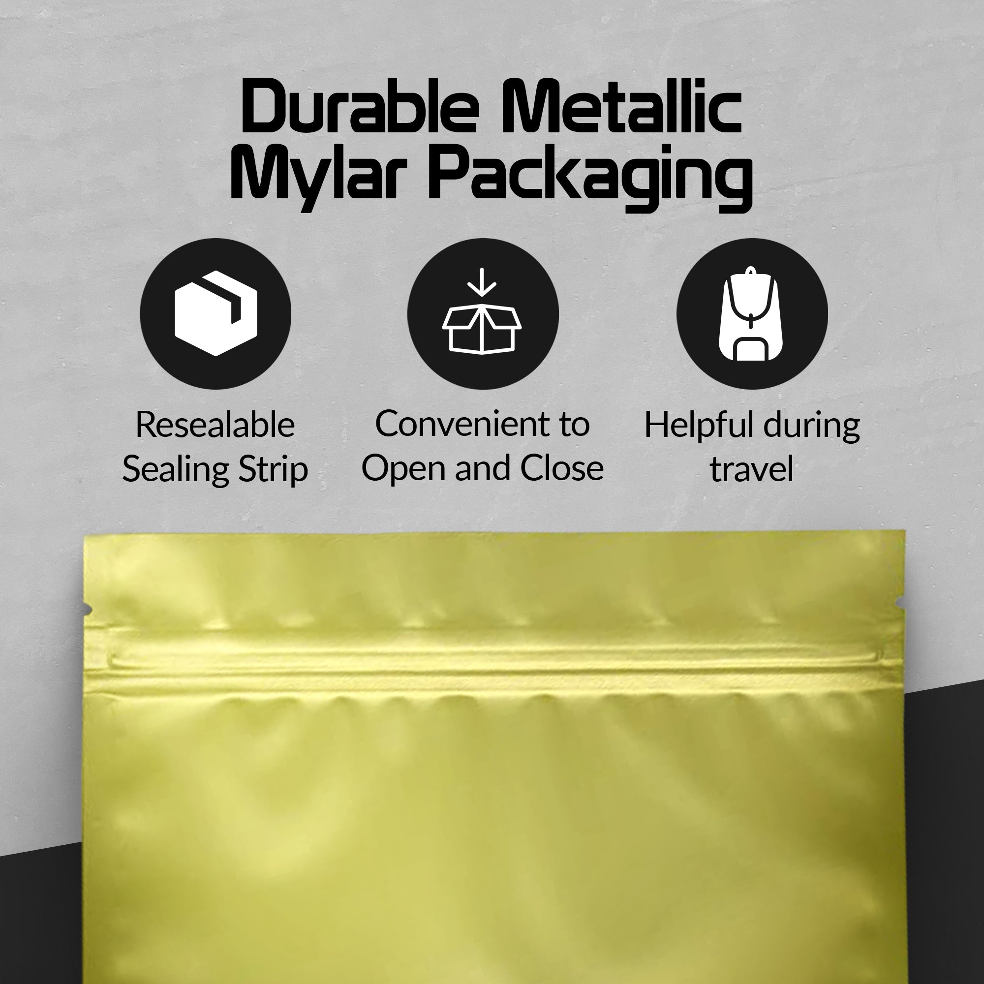 Premium Shimmer Gold Metallized Heat Seal Bags 4 x 6 1/2 bottom seal 100  pack SVP46G