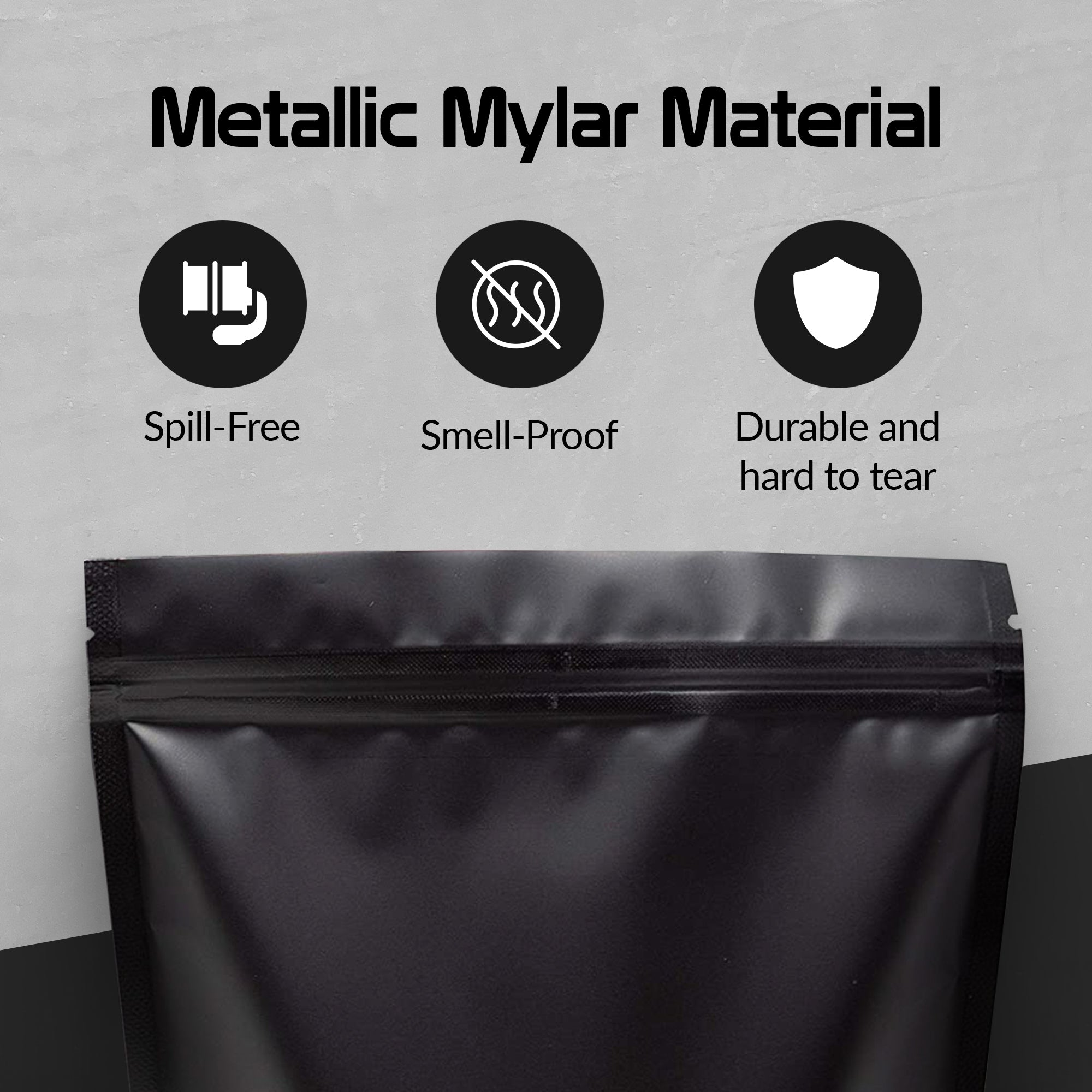 100 PCS Matte Black Mylar Bags - 6.3 x 8.6 Inches Black Resealable