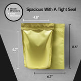 Space Seal 100 Gold Mylar Bags Stand Up Baggies