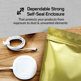 Space Seal 100 Gold Mylar Bags Stand Up Baggies